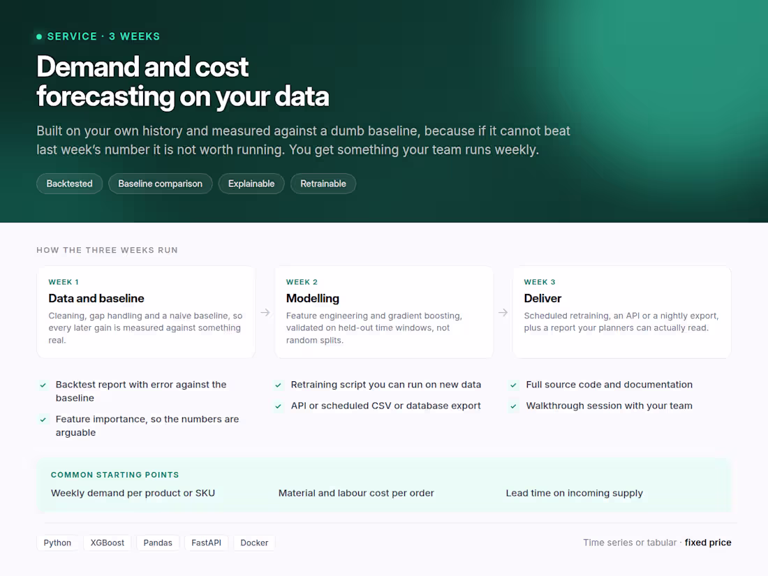 Cover image for Demand forecasting or cost estimation model