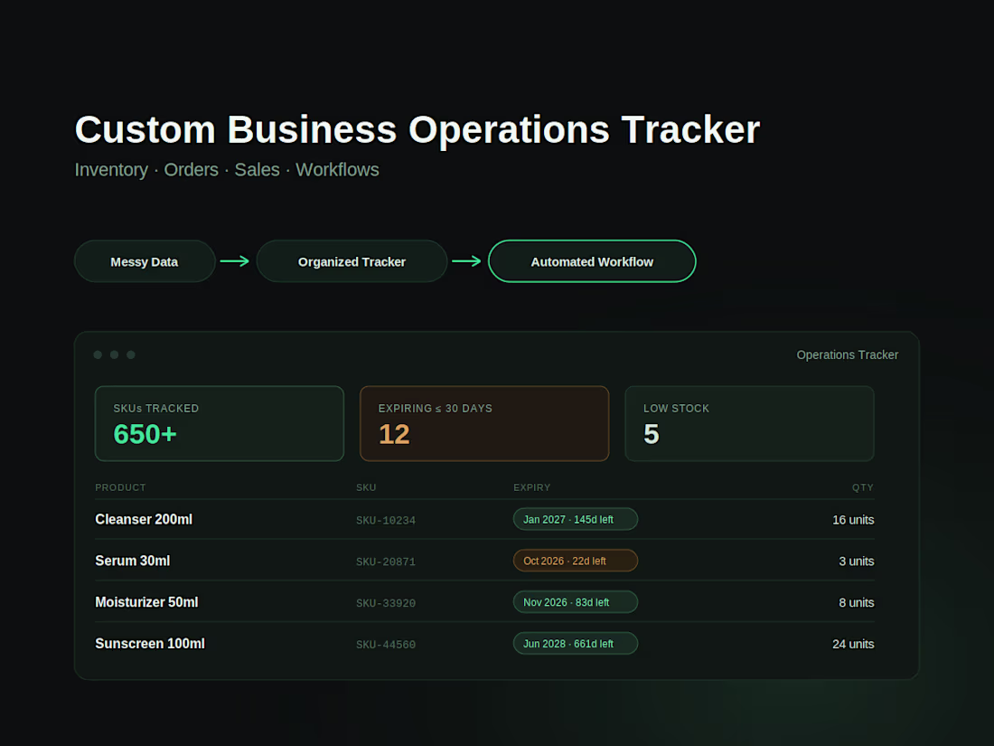 Cover image for I will build a custom business operations tracker