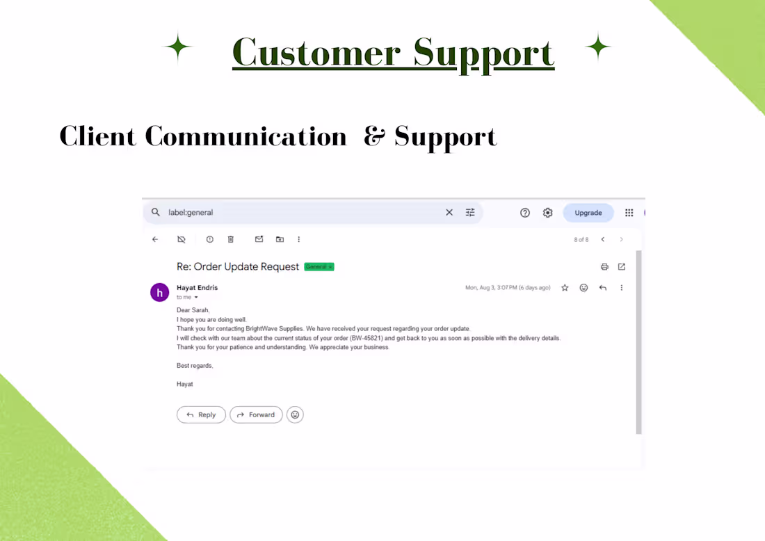 Cover image for Provided a provided customer support