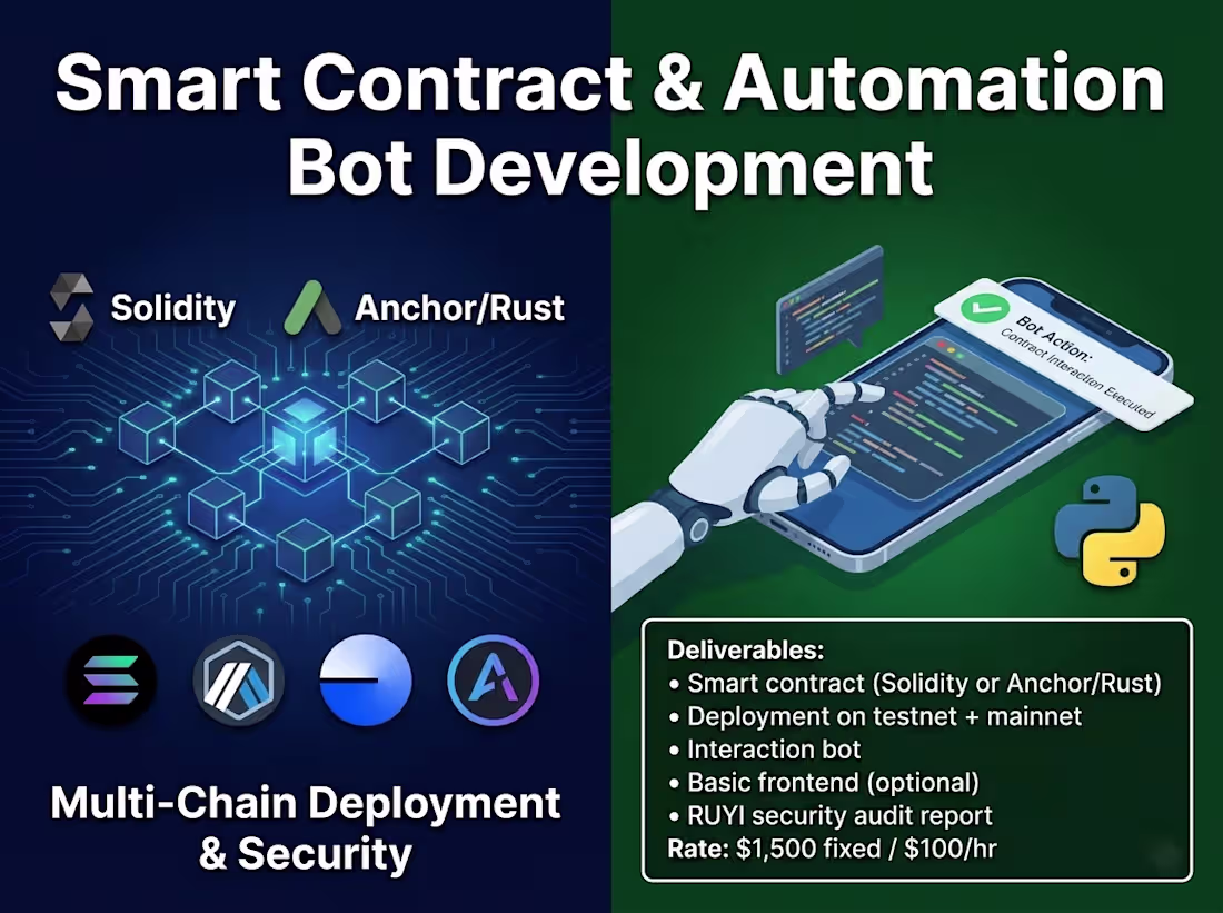 Cover image for Solana or EVM Smart Contract + Bot System