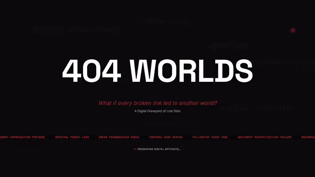 Cover image for 404 WORLDS: DIGITAL GRAVEYARD OF LOST SITES