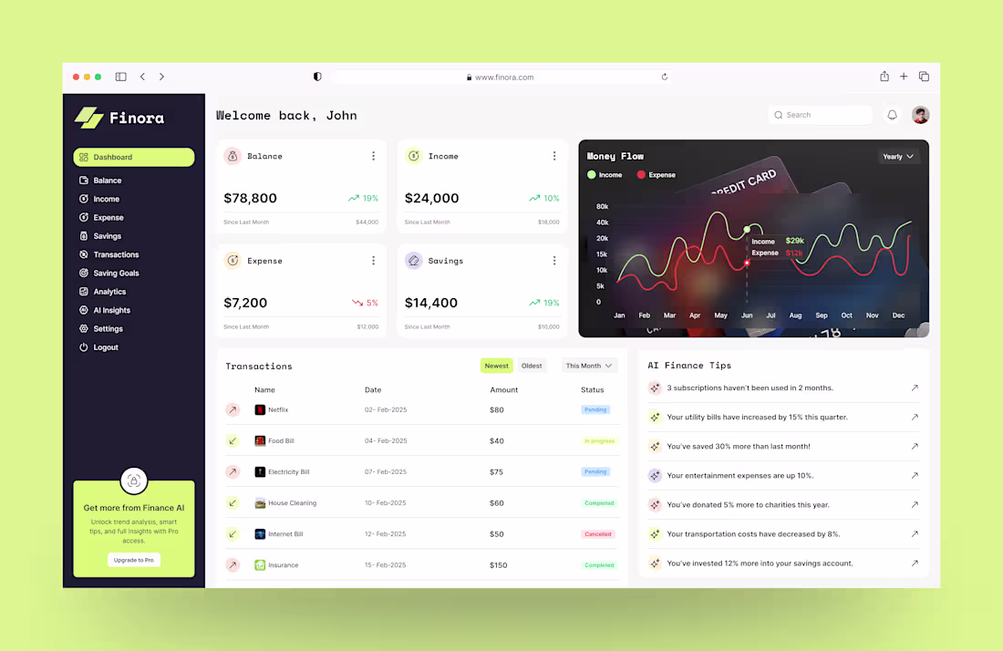 Cover image for Finora  Smarter Finance Management
