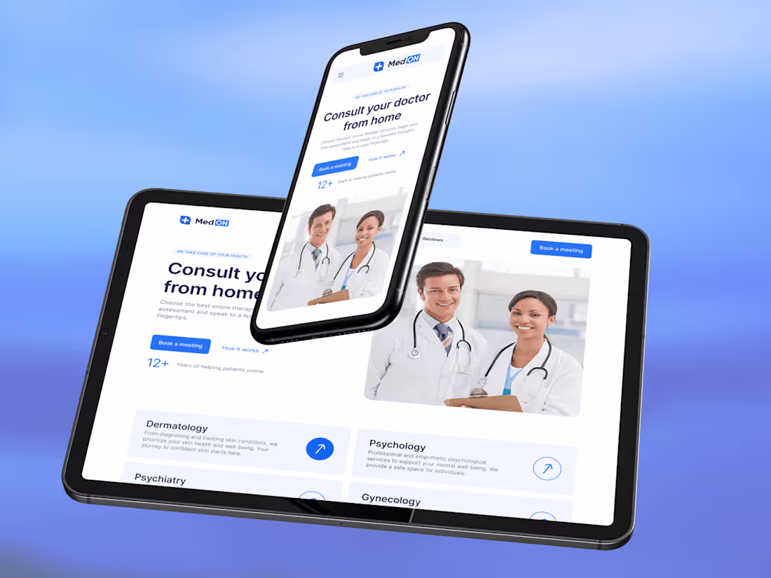 Cover image for MedON - Seamless & Modern Telemedicine Website Design