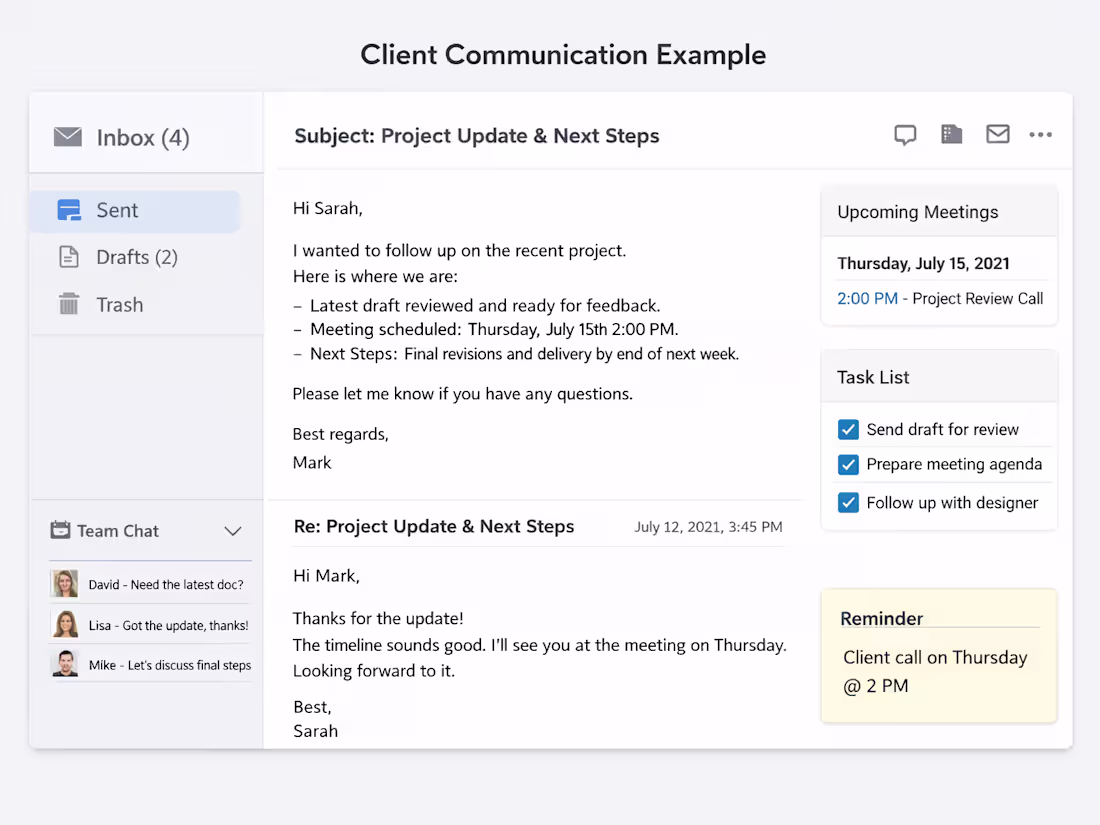 Cover image for Client Communication and Email Support
Example