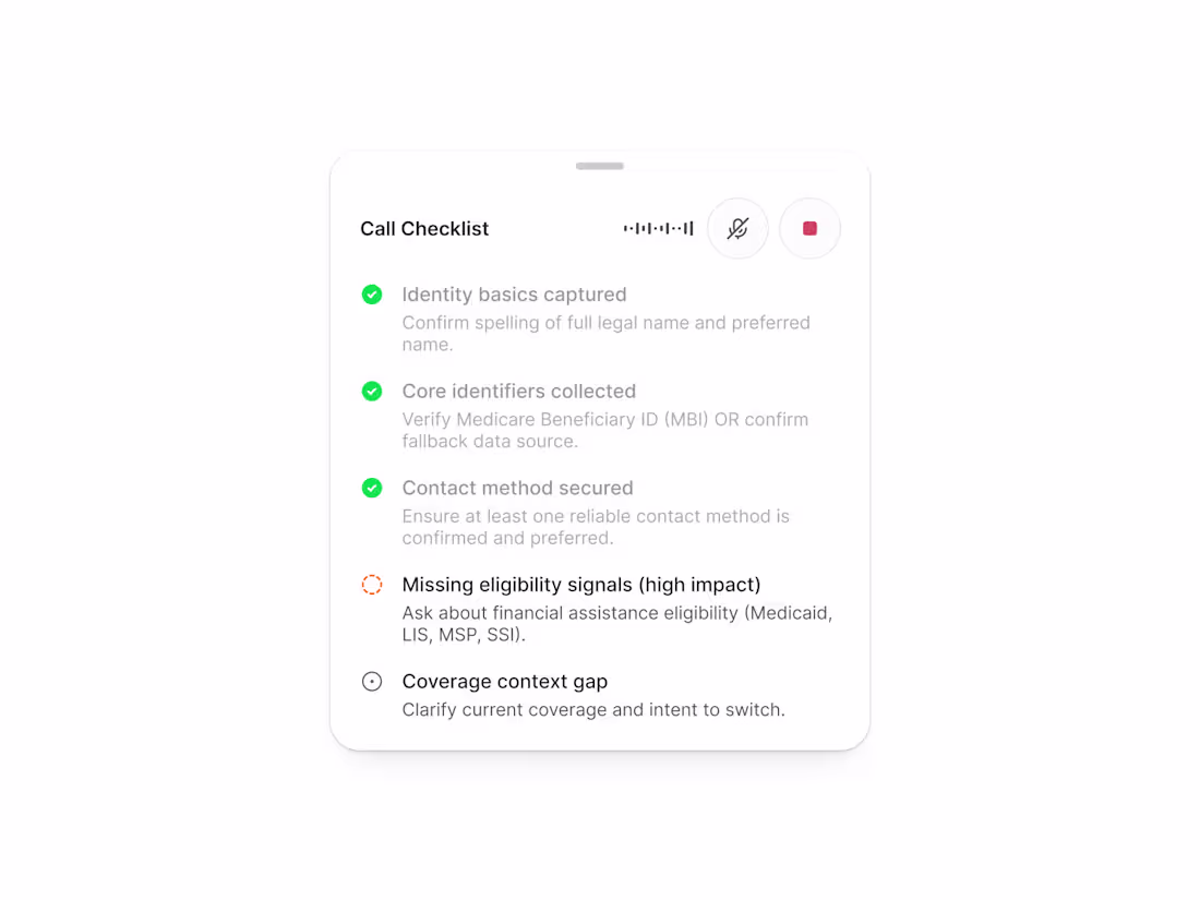Cover image for Call Checklist widget