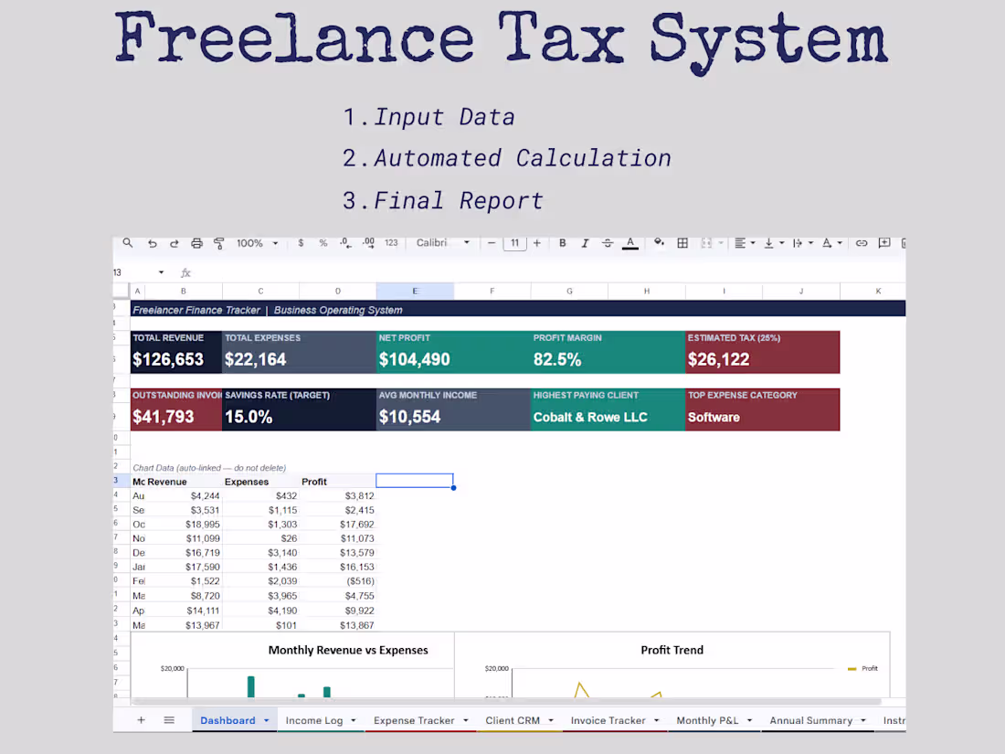 Cover image for Custom Freelance Income and Tax Tracker Setup