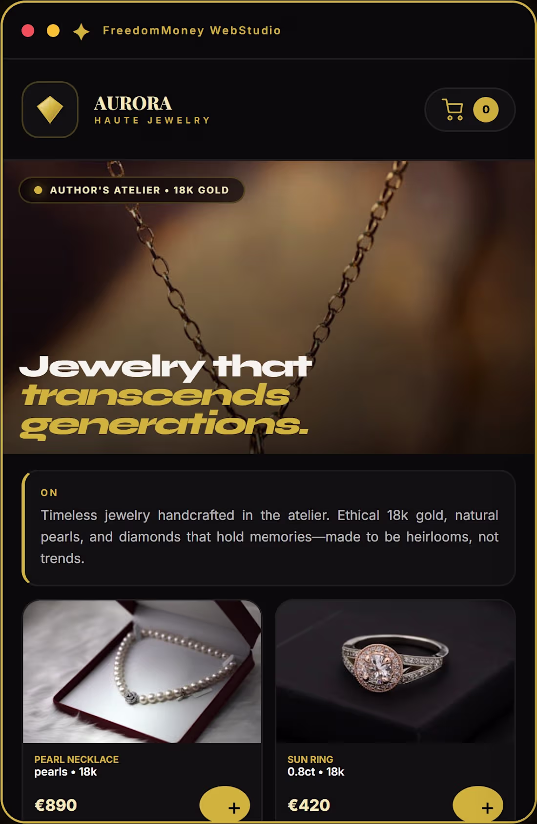 Cover image for AURORA JEWELS — Luxury Website