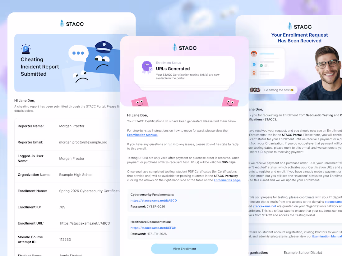 Cover image for STACC Automated Enrollment & Certification Emails
