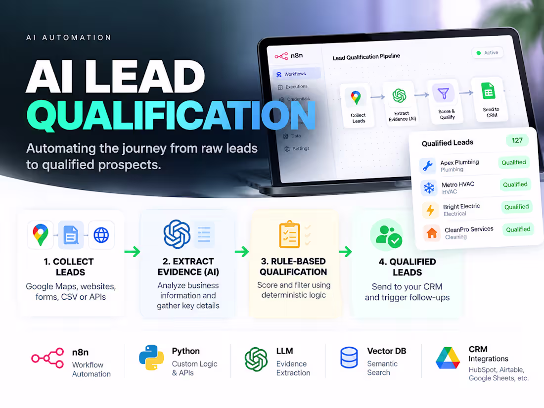 Cover image for AI Lead Qualification & CRM Automation