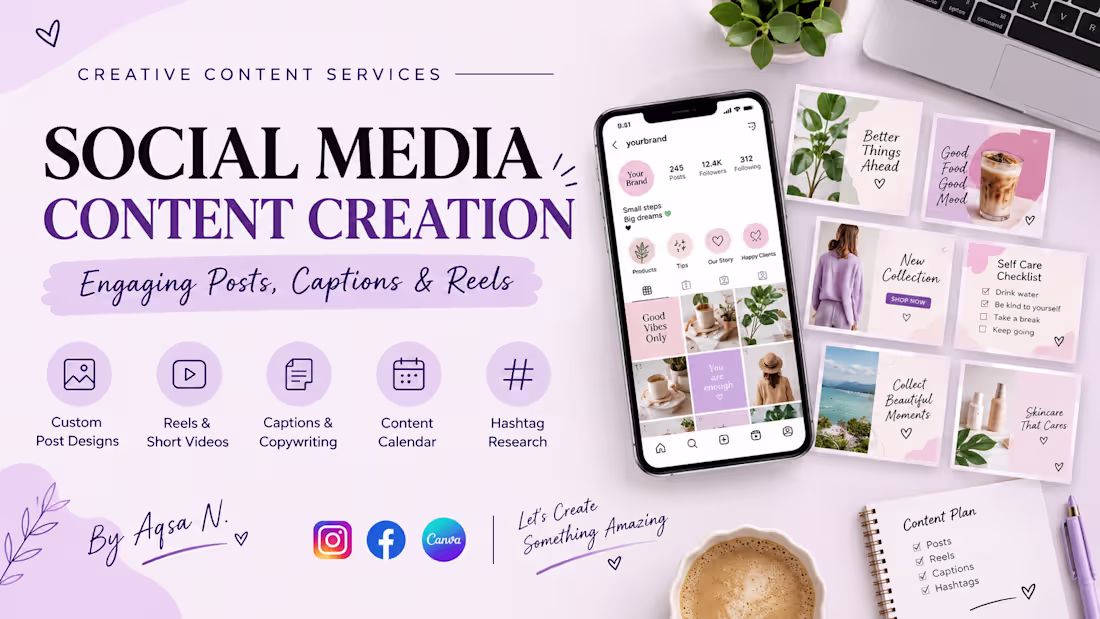 Cover image for Social Media Content Creation | Engaging Posts, Captions & Reels