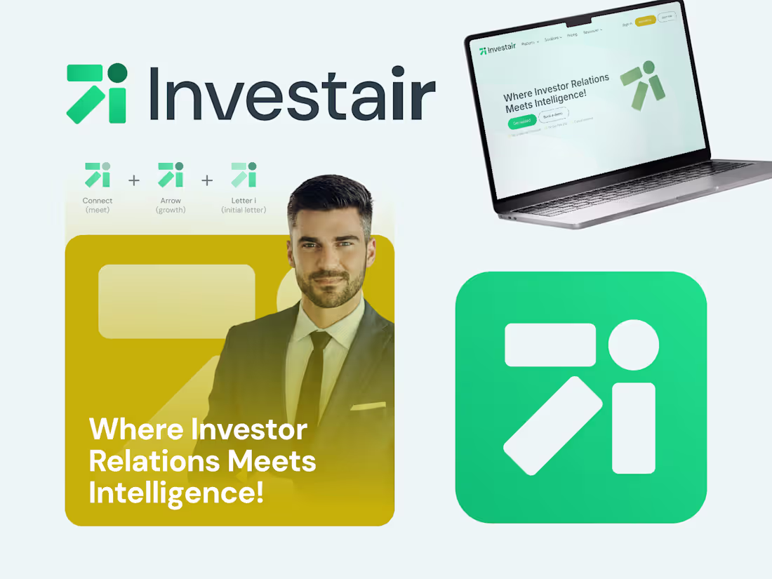Cover image for Investair | Logo Design Logo blends Connect + Arrow + Letter i.