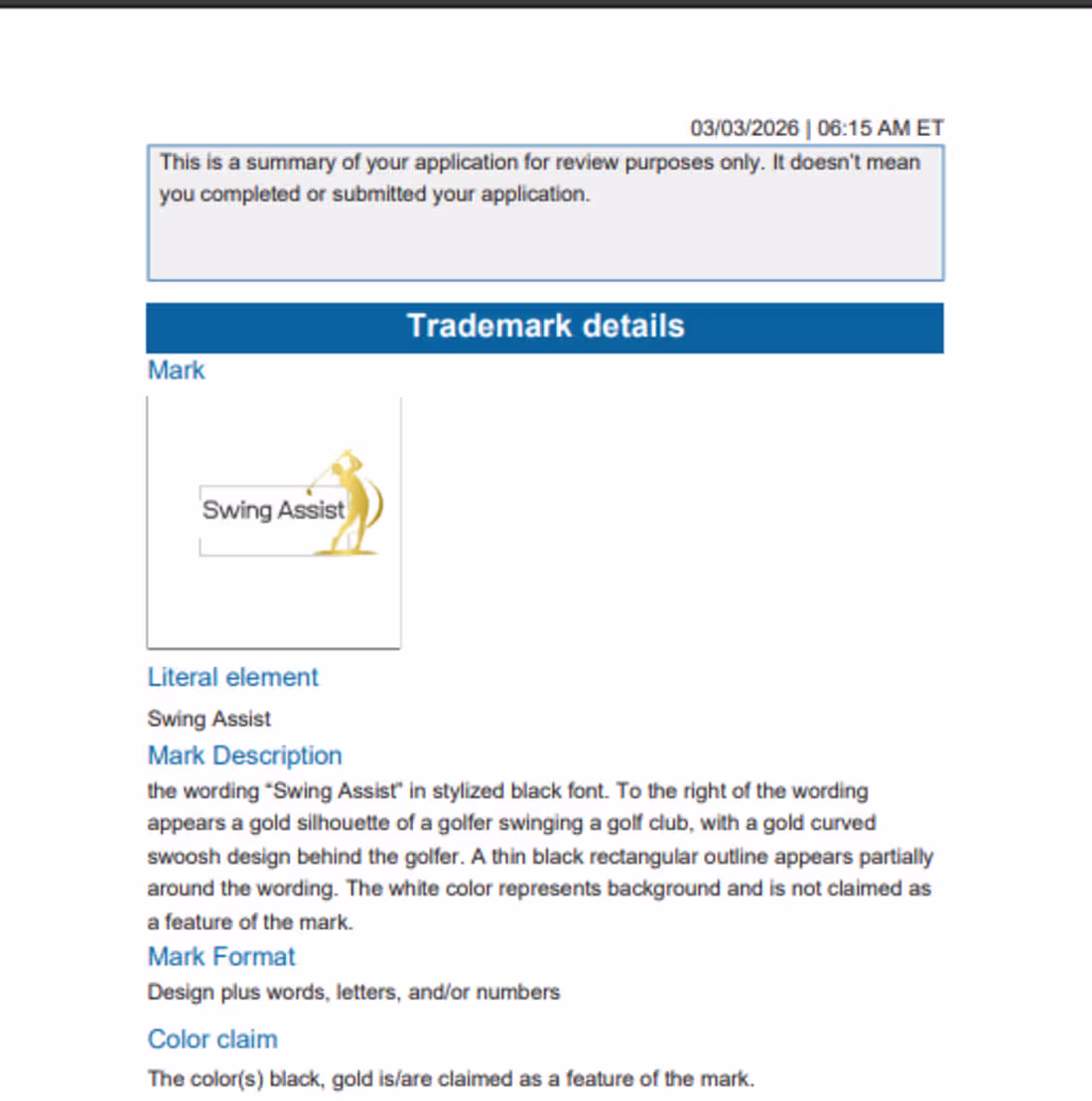 Cover image for USA trademark application filing