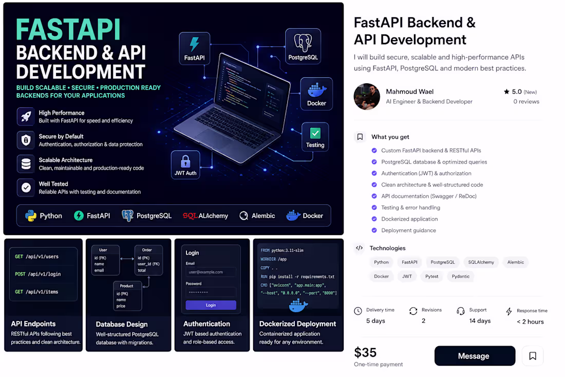 Cover image for FastAPI Backend & REST API Development