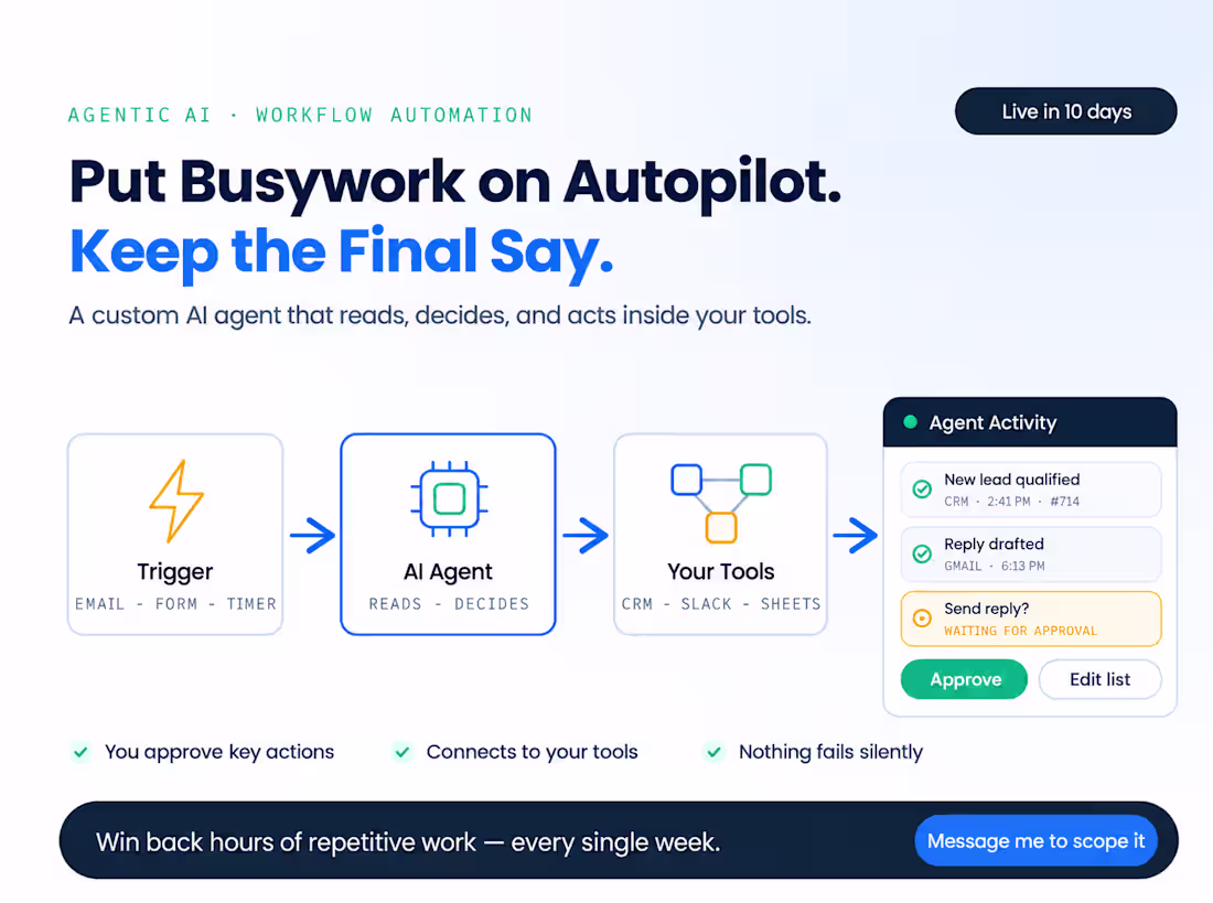 Cover image for AI Agent & Business Automation Development