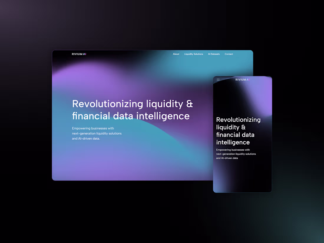 Cover image for A sleek, futuristic landing page for Rivium AI — blending de...