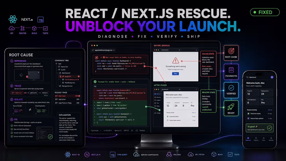 Cover image for React / Next.js Rescue