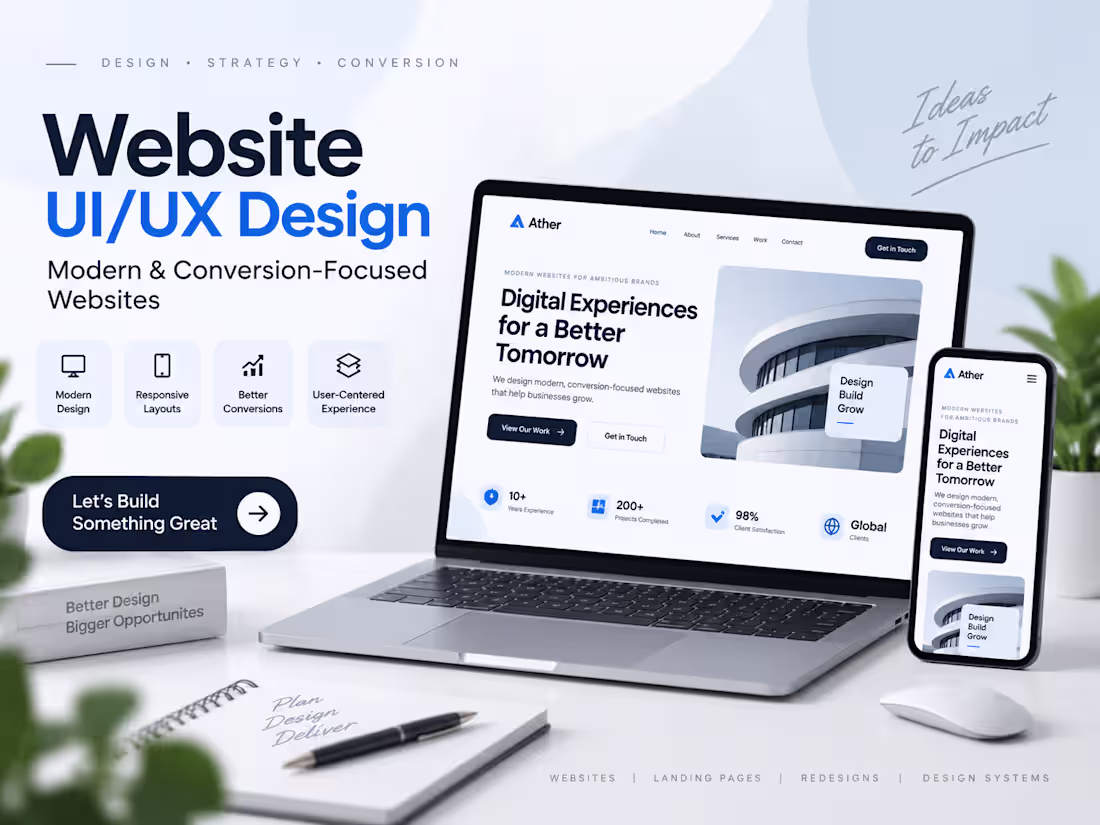 Cover image for Website UI/UX Design for Modern & Conversion-Focused Websites