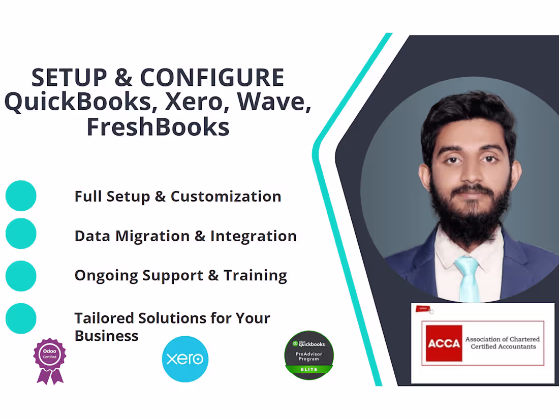 Cover image for Set up and configure QuickBooks, Xero, wave for businesses