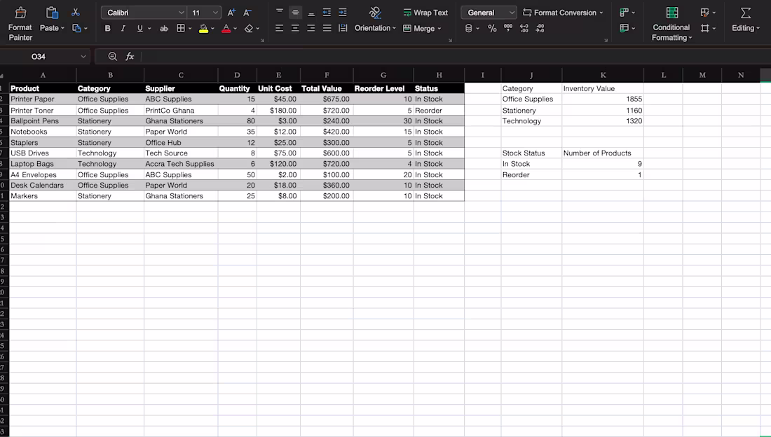 Cover image for A fictional Excel inventory management