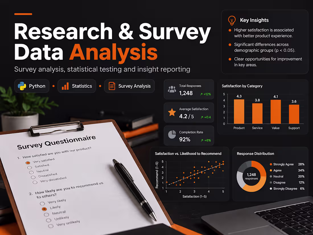 Cover image for Survey Analysis, Research Insights & Data Reporting
