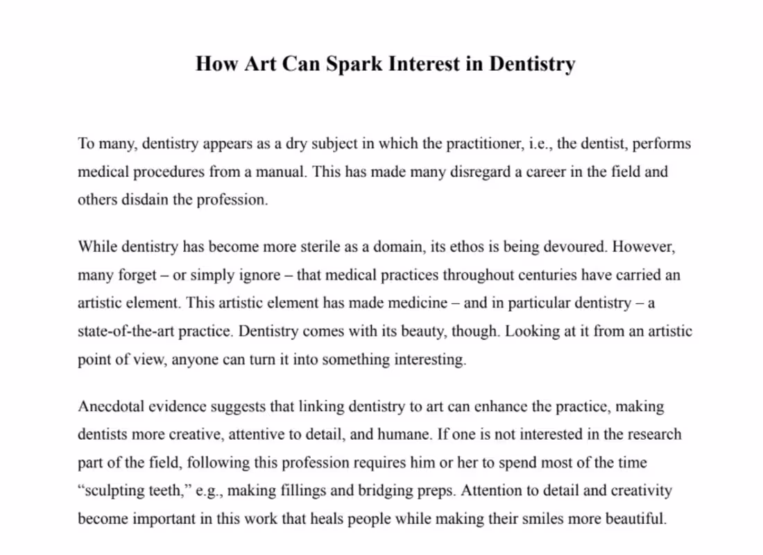 Cover image for An article on the relation between art and dentistry