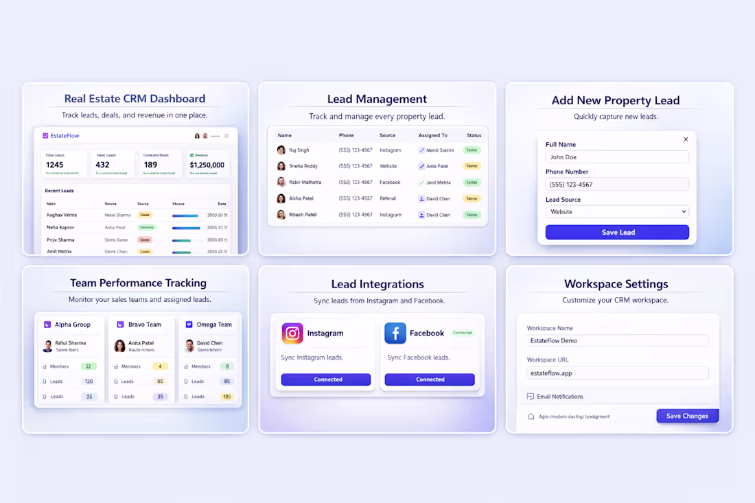 Cover image for Real Estate CRM Dashboard
Lead management