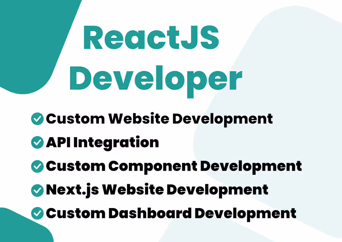 Cover image for React.js, Next.js Website Design, Dashboard Development