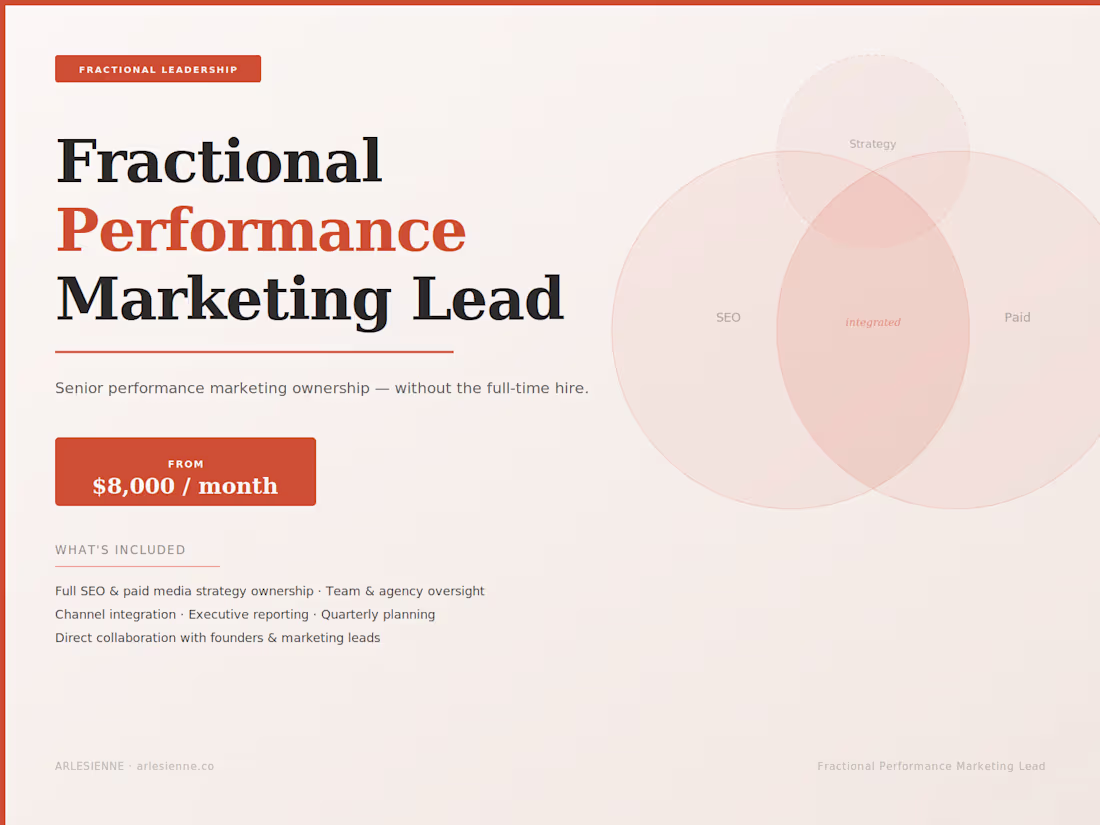 Cover image for Fractional Performance Marketing Lead