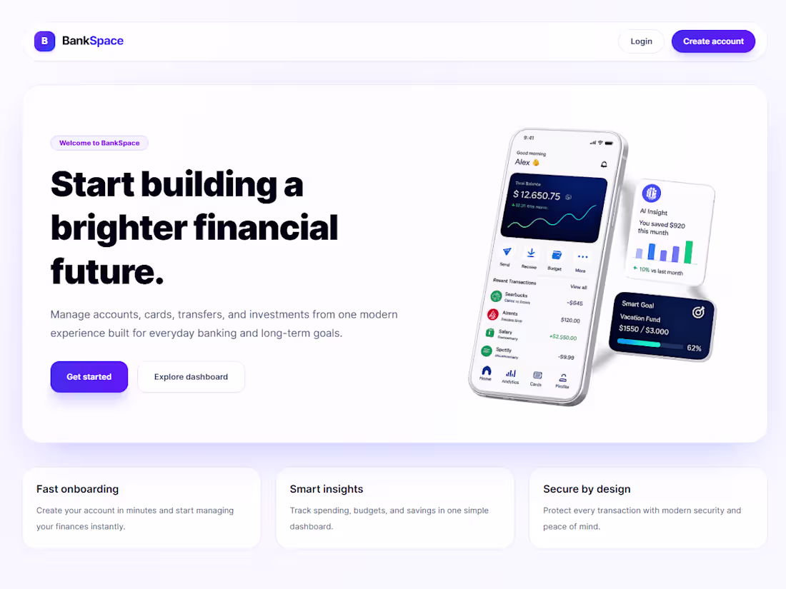 Cover image for BankSpace — Fintech Banking Application