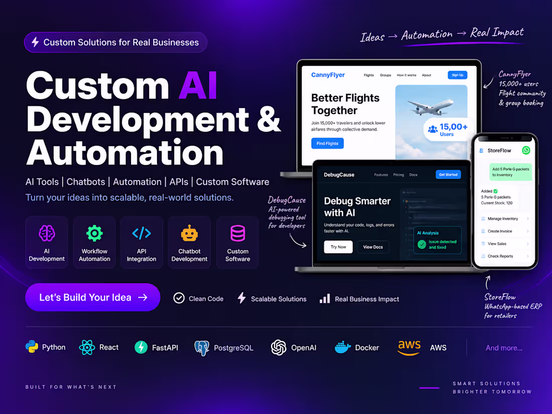 Cover image for Custom AI Development, Automation & API Integrate