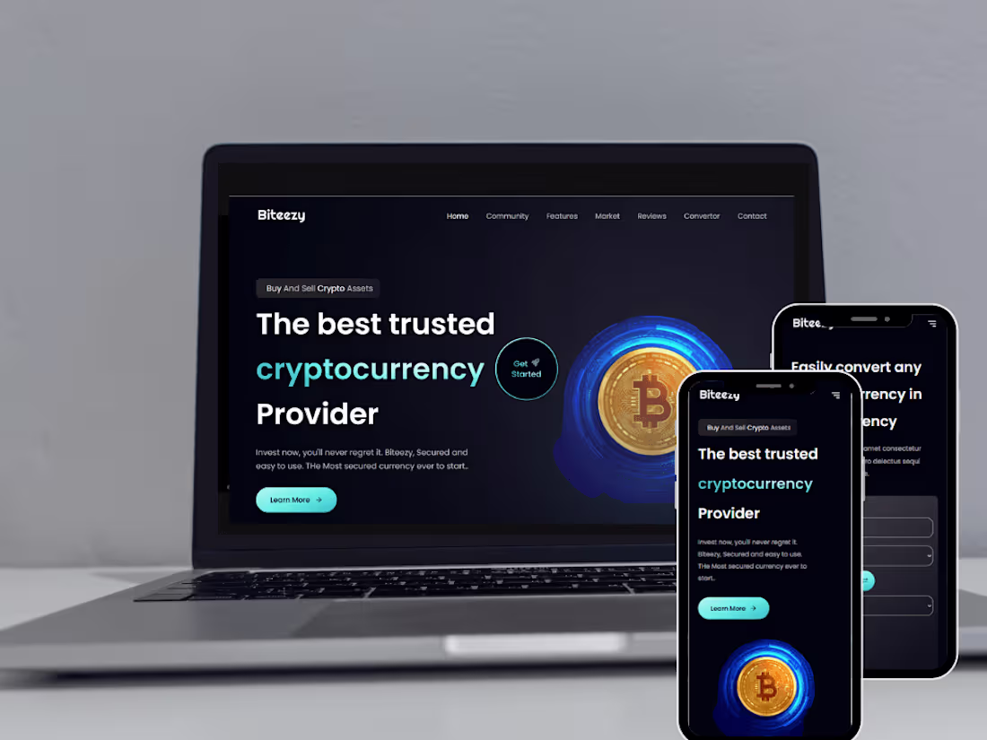 Cover image for Biteezy- Landing Page website built in React.Js & Tailwind CSS.