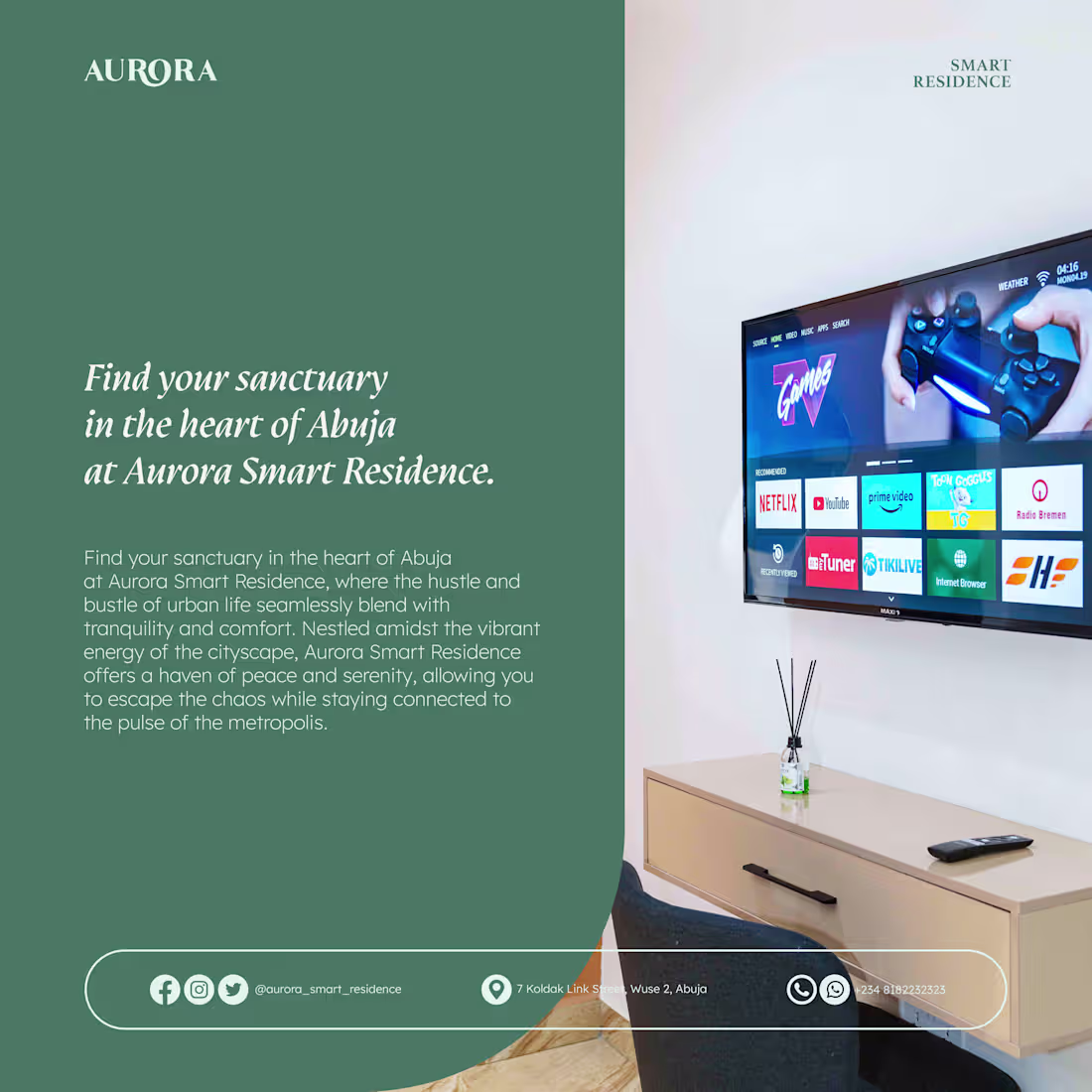 Cover image for Social Media Designs for AURORA SMART RESIDENCE NIGERIA