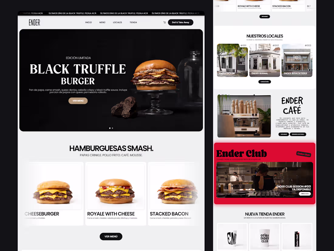 Cover image for ENDER - Burger Shop & Store | Framer Design & Development