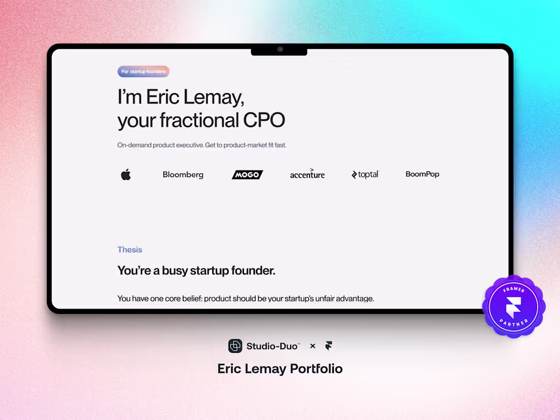 Cover image for Eric Lemay Portfolio - Figma to Framer Development