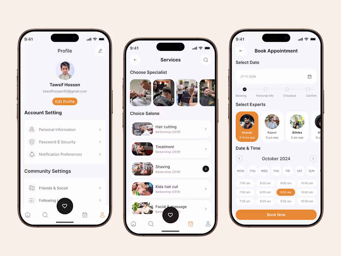 Cover image for Barber Salon Booking Mobile App Design UI/UX