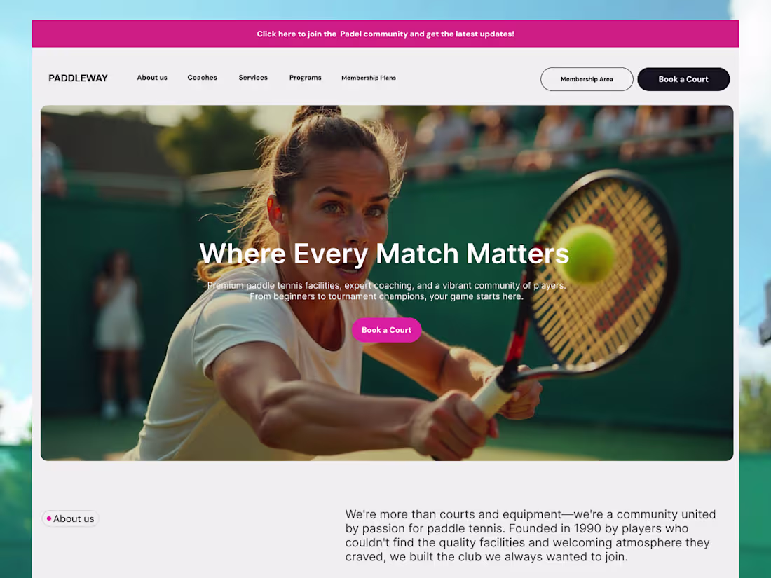Cover image for Paddle/long tennis web design