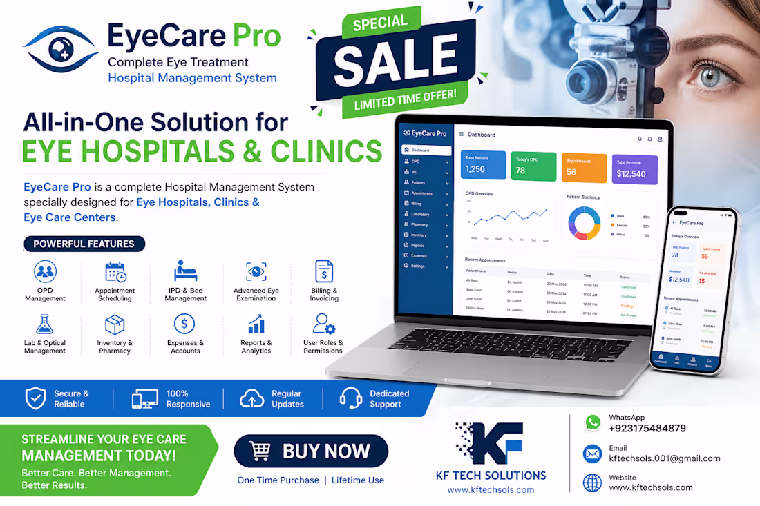 Cover image for EyeCare Software https://kftechsols.com/eyepms