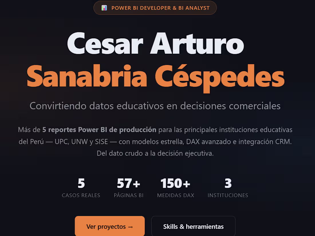 Cover image for Cesar Sanabria | Power BI Developer & BI Analyst