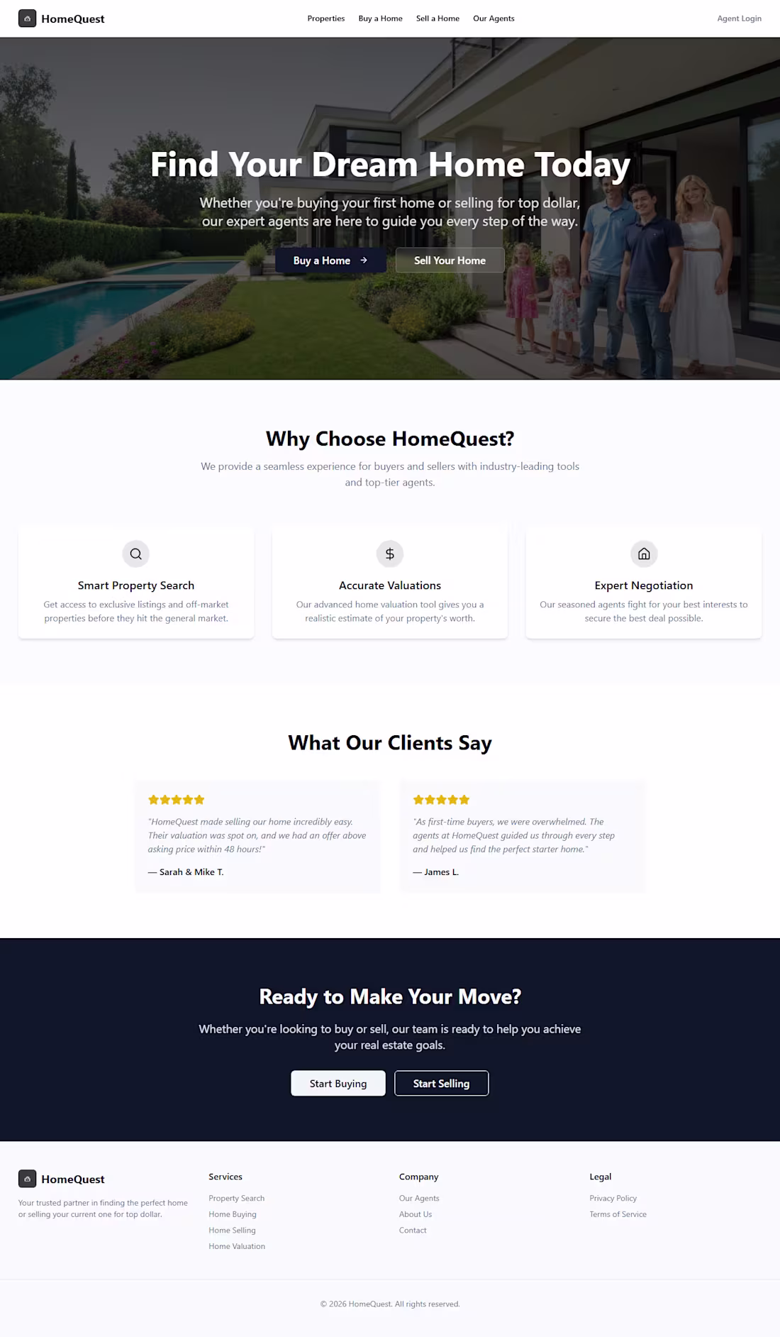 Cover image for HomeQuest – Real Estate Website Design & Development