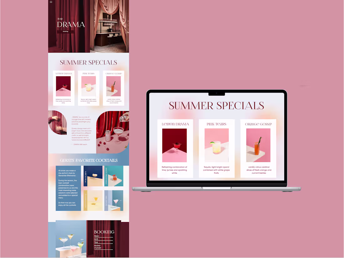 Cover image for Bar website/ landing page 