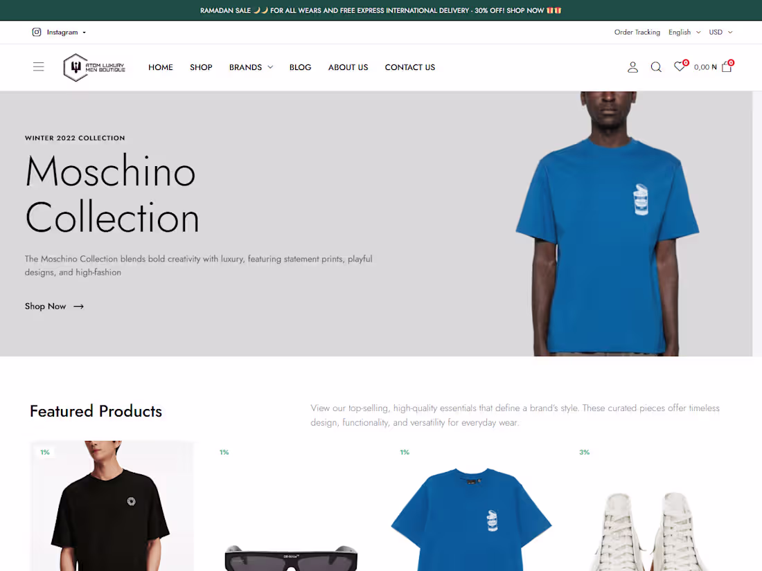 Cover image for Atom Luxury Boutique – Your No 1 Stop Shop for Men Wears