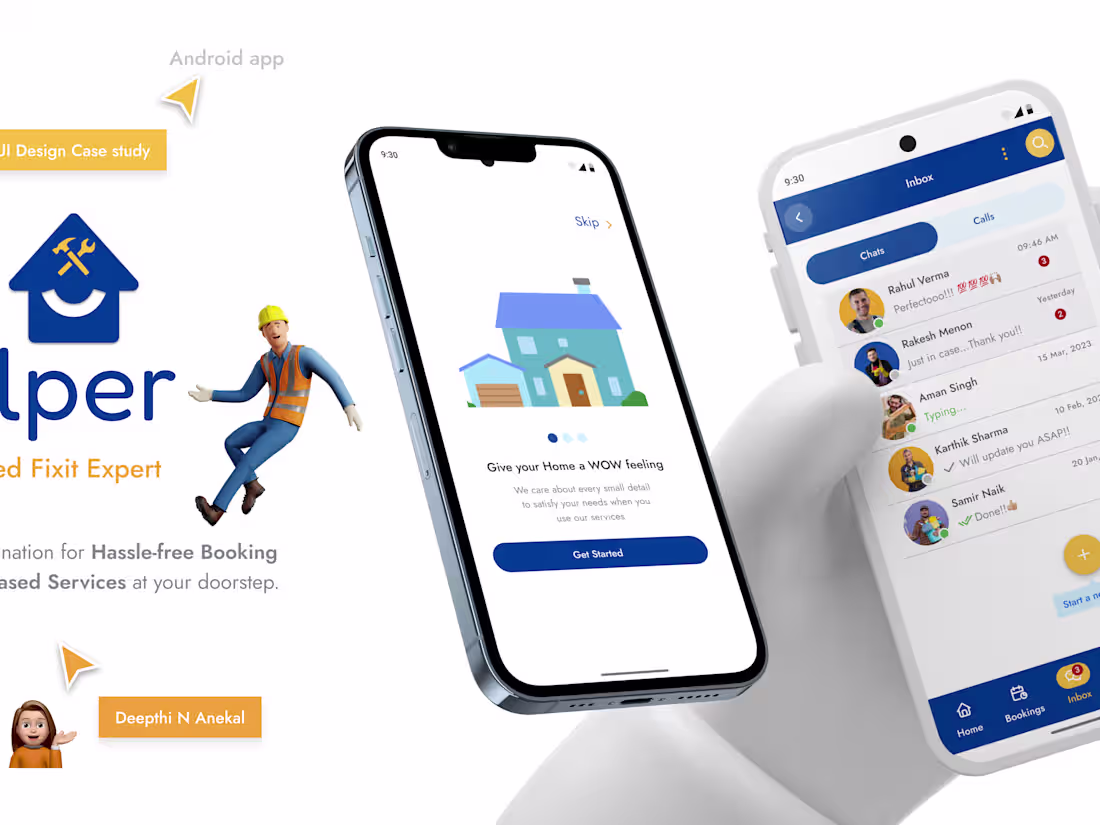 Cover image for Helper🏡 Service Booking app | UX-UI Design Case study :: Behan…