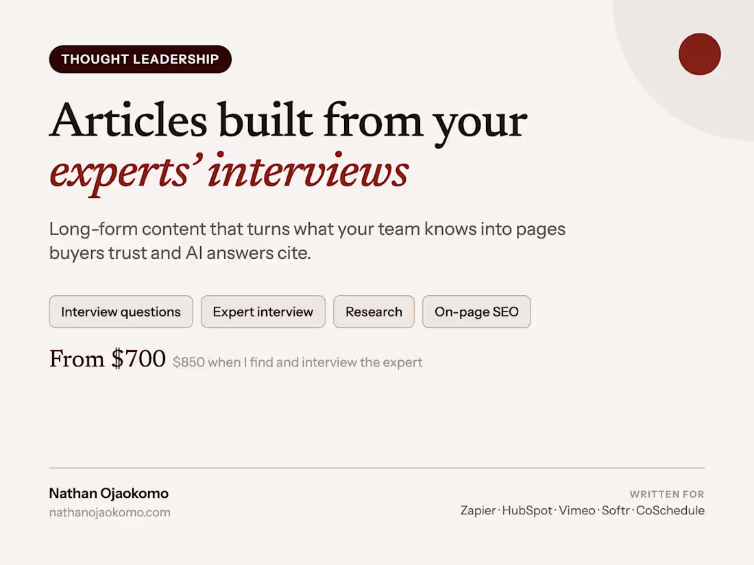 Cover image for SME-Led Thought Leadership Articles for B2B SaaS
