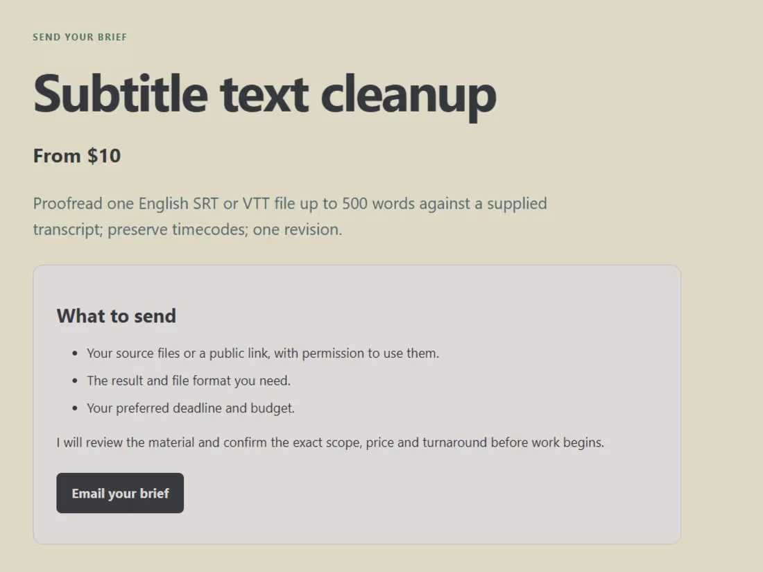 Cover image for SRT and VTT subtitle cleanup from supplied text