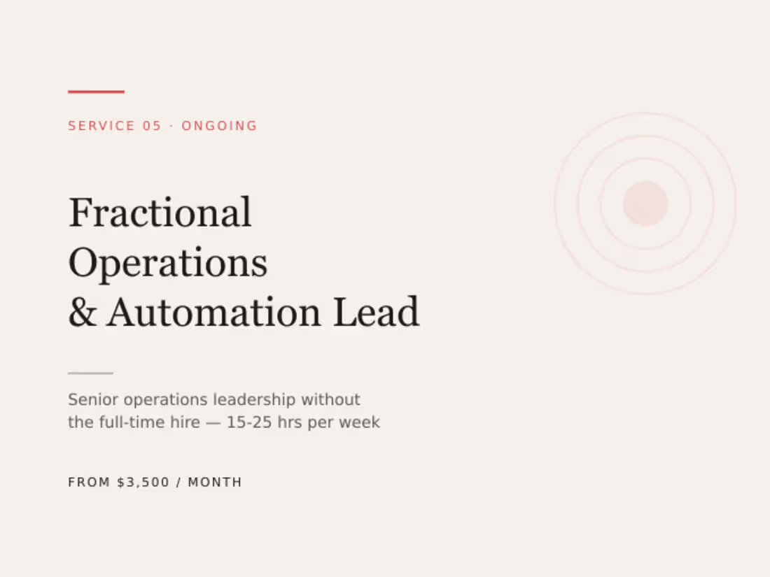 Cover image for Fractional Operations & Automation Lead — Ongoing Retainer