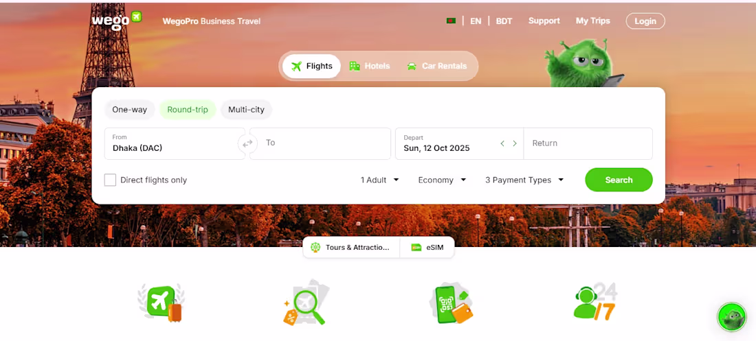 Cover image for Flight, hotel booking website