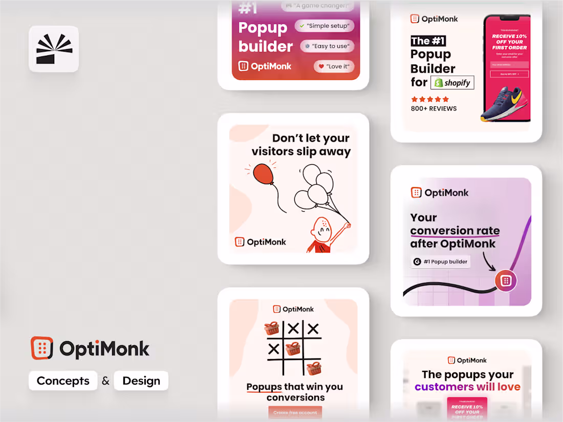 Cover image for Ad Concepts + Designs for OptiMonk