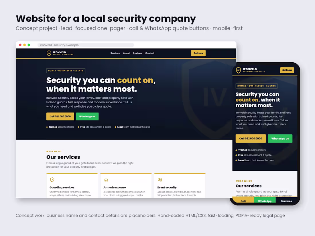 Cover image for Lead-focused website for a local business