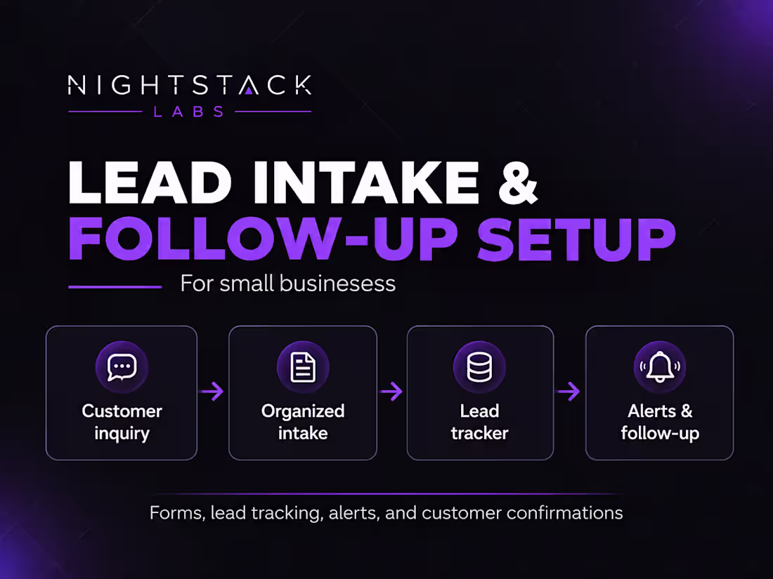 Cover image for Lead Intake & Follow-Up Setup for Small Businesses