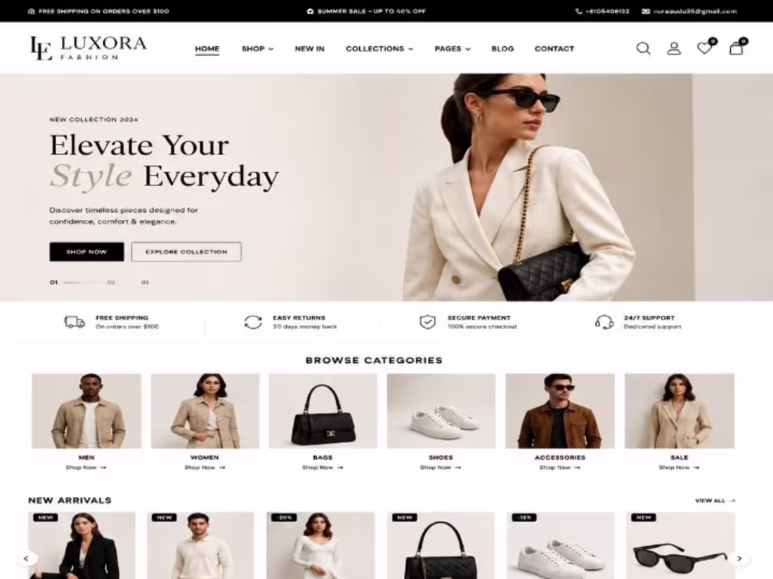 Cover image for Luxora Fashion E-commerce Website Design & Development